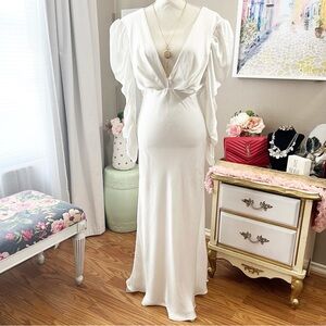 Bardot Zaria Midi deep v-neck Wedding Rehearsal Party Revolve Dress size Small